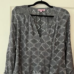 Calypso grey and silver metallic tunic blouse